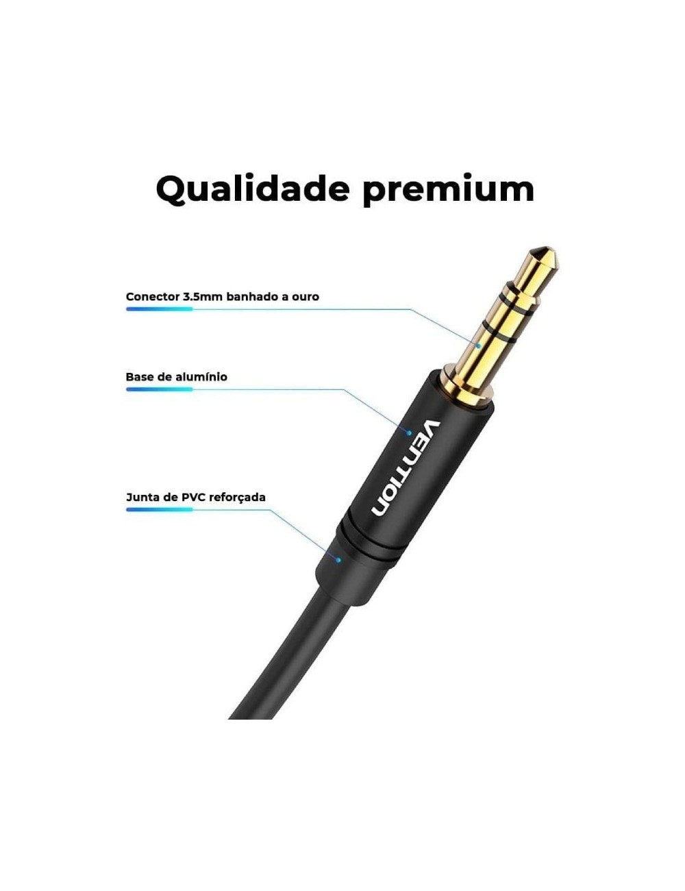 Cable Estéreo Vention BAKBF/ Jack 3.5 Macho - Jack 3.5 Macho/ 1m/ Negro