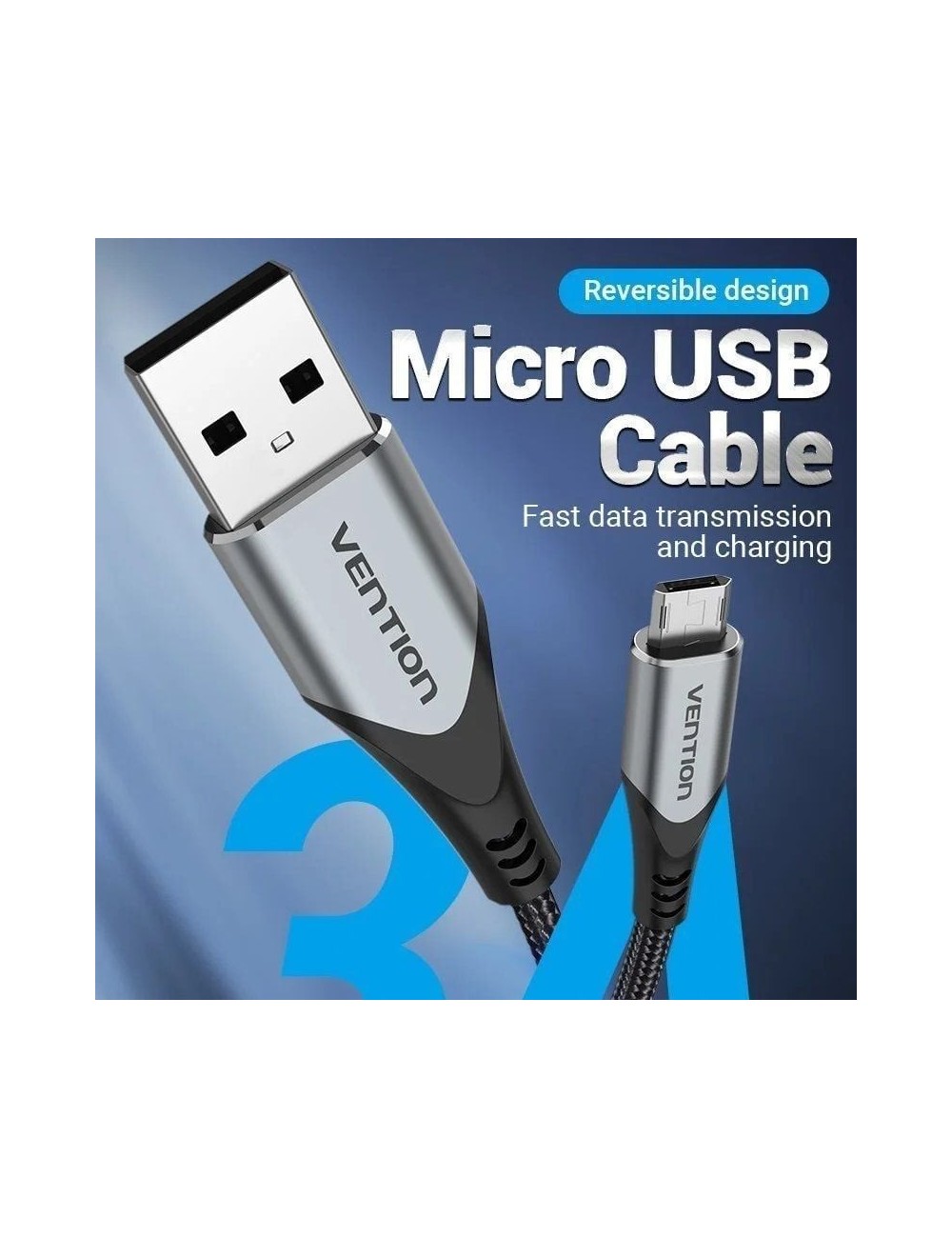 Cable USB 2.0 Vention COCHD/ USB Macho - MicroUSB Macho/ 480Mbps/ 50cm/ Negro