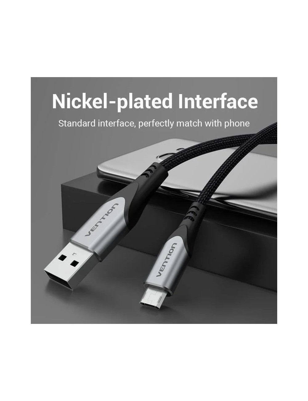 Cable USB 2.0 Vention COCHD/ USB Macho - MicroUSB Macho/ 480Mbps/ 50cm/ Negro