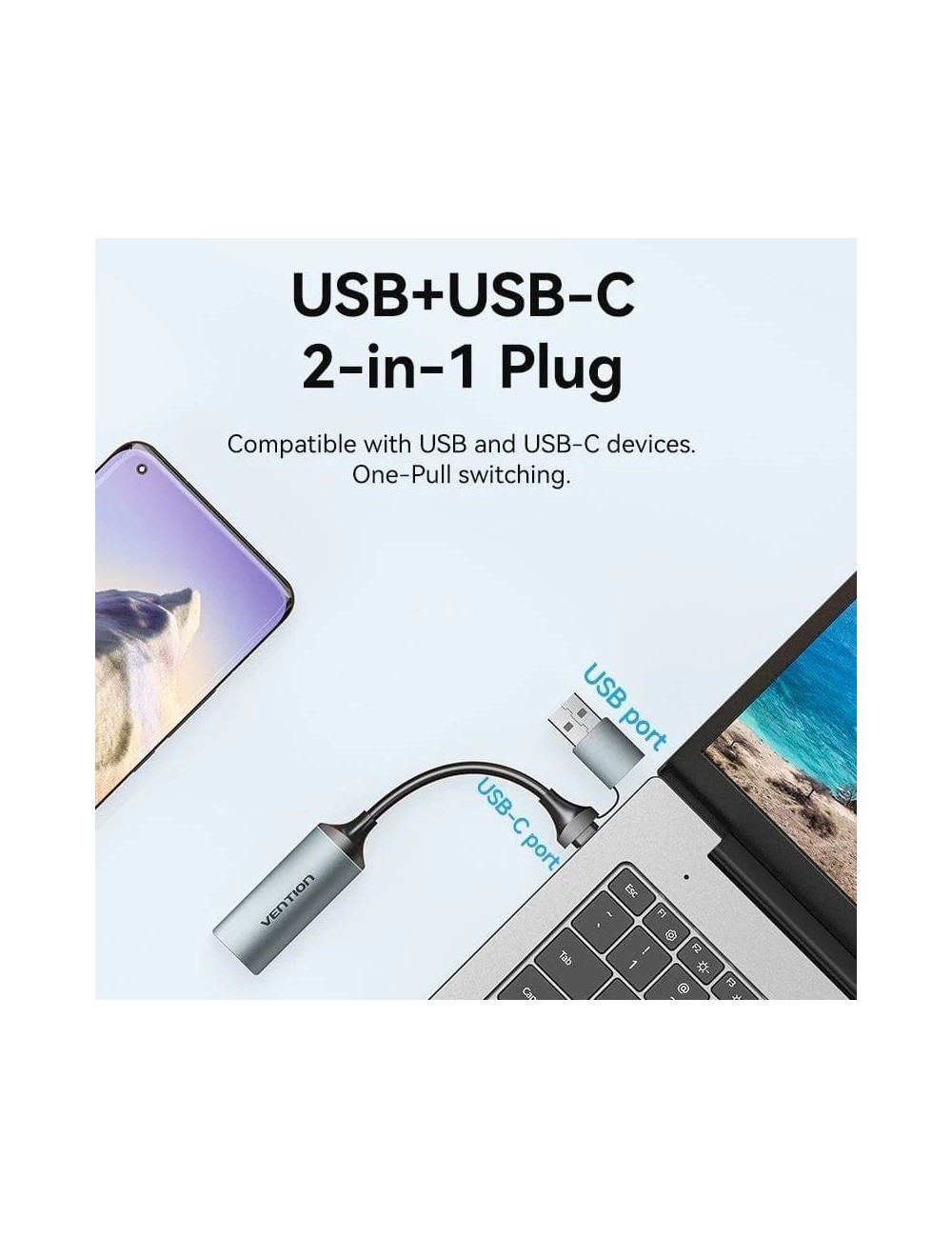 Conversor HDMI 4K 60Hz Vention ACWHA/ HDMI Hembra / USB Macho - USB Tipo-C Macho/ 480Mbps/ 10cm/ Negro