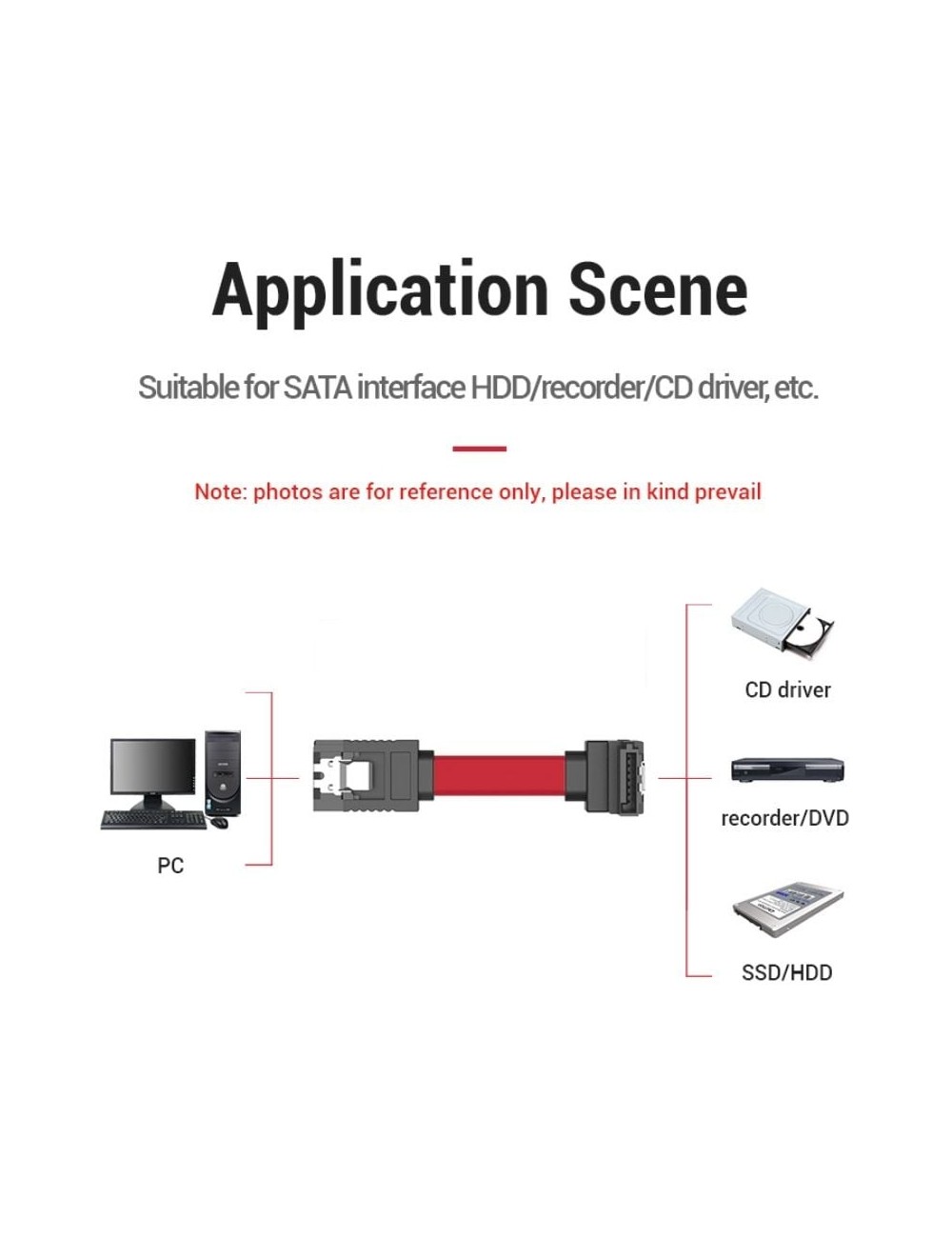 Cable SATA Vention KDDRD/ SATA Hembra - SATA Hembra/ 50cm/ Rojo