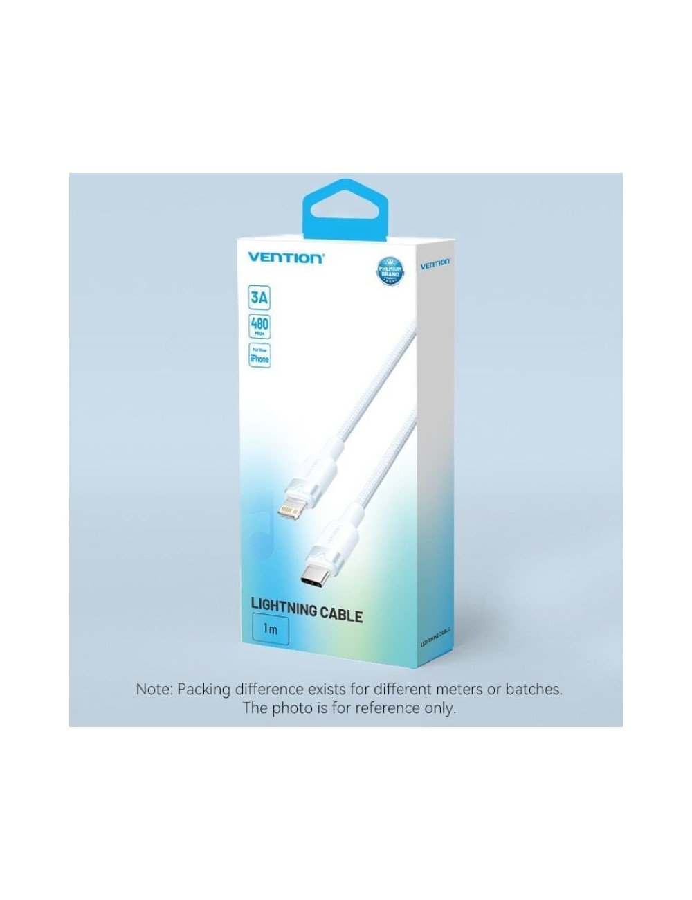 Cable USB Tipo-C Lightning Vention LALWF/ USB Tipo-C Macho - Lightning Macho/ 27W/ 480Mbps/ 1m/ Blanco