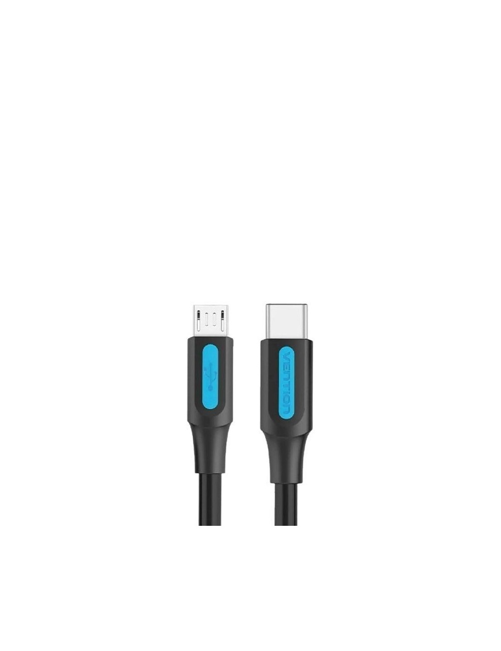 Cable USB 2.0 Tipo-C Vention COVBD/ USB Tipo-C Macho - MicroUSB Macho/ 480Mbps/ 50cm/ Negro