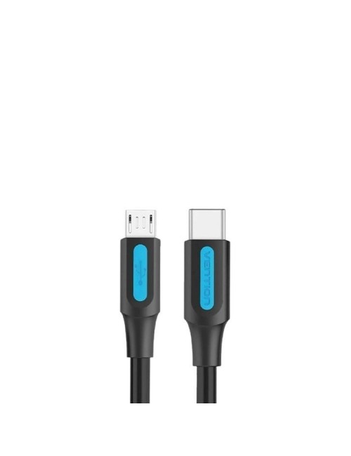 Cable USB 2.0 Tipo-C Vention COVBD/ USB Tipo-C Macho - MicroUSB Macho/ 480Mbps/ 50cm/ Negro