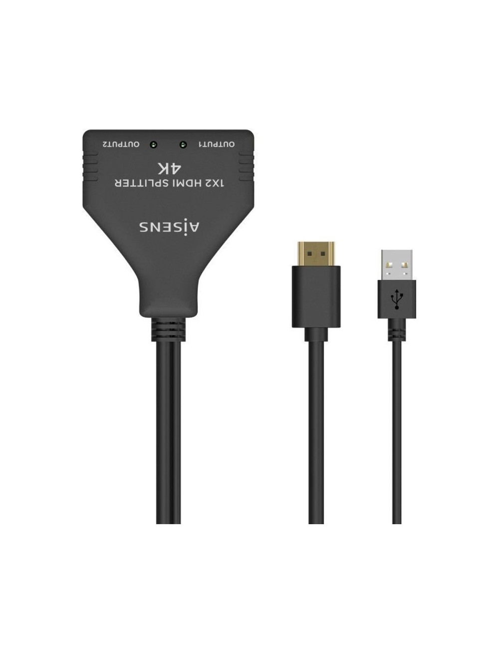 Cable Duplicador HDMI 4K Aisens A123-0654/ 2x HDMI Hembra - HDMI Macho - USB Macho/ 30cm/ Negro