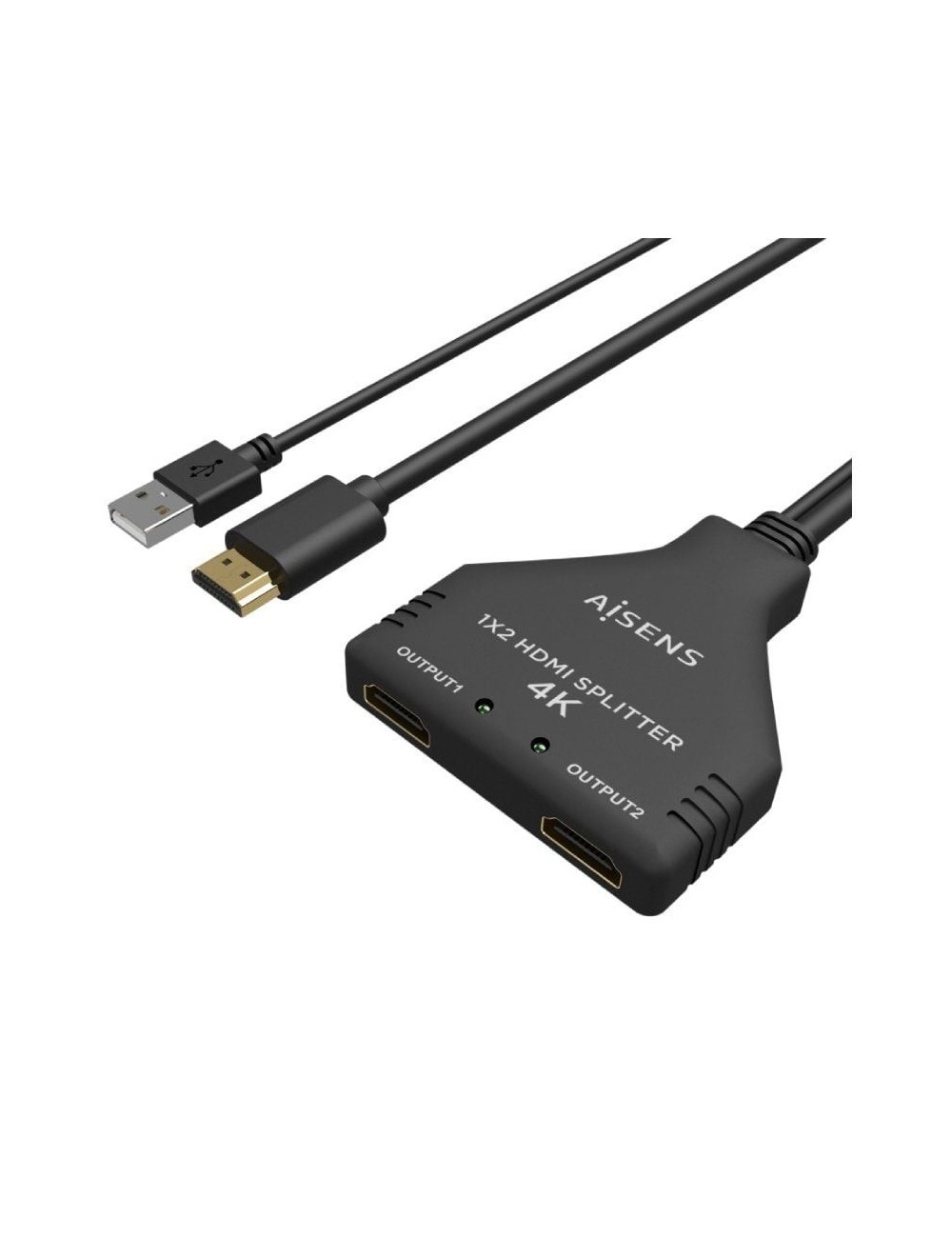 Cable Duplicador HDMI 4K Aisens A123-0654/ 2x HDMI Hembra - HDMI Macho - USB Macho/ 30cm/ Negro