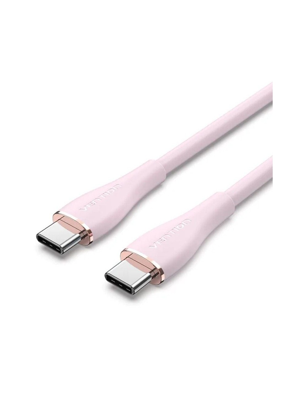Cable USB 2.0 Tipo-C Vention TAWPF/ USB Tipo-C Macho - USB Tipo-C Macho/ Hasta 100W/ 480Mbps/ 1m/ Rosa