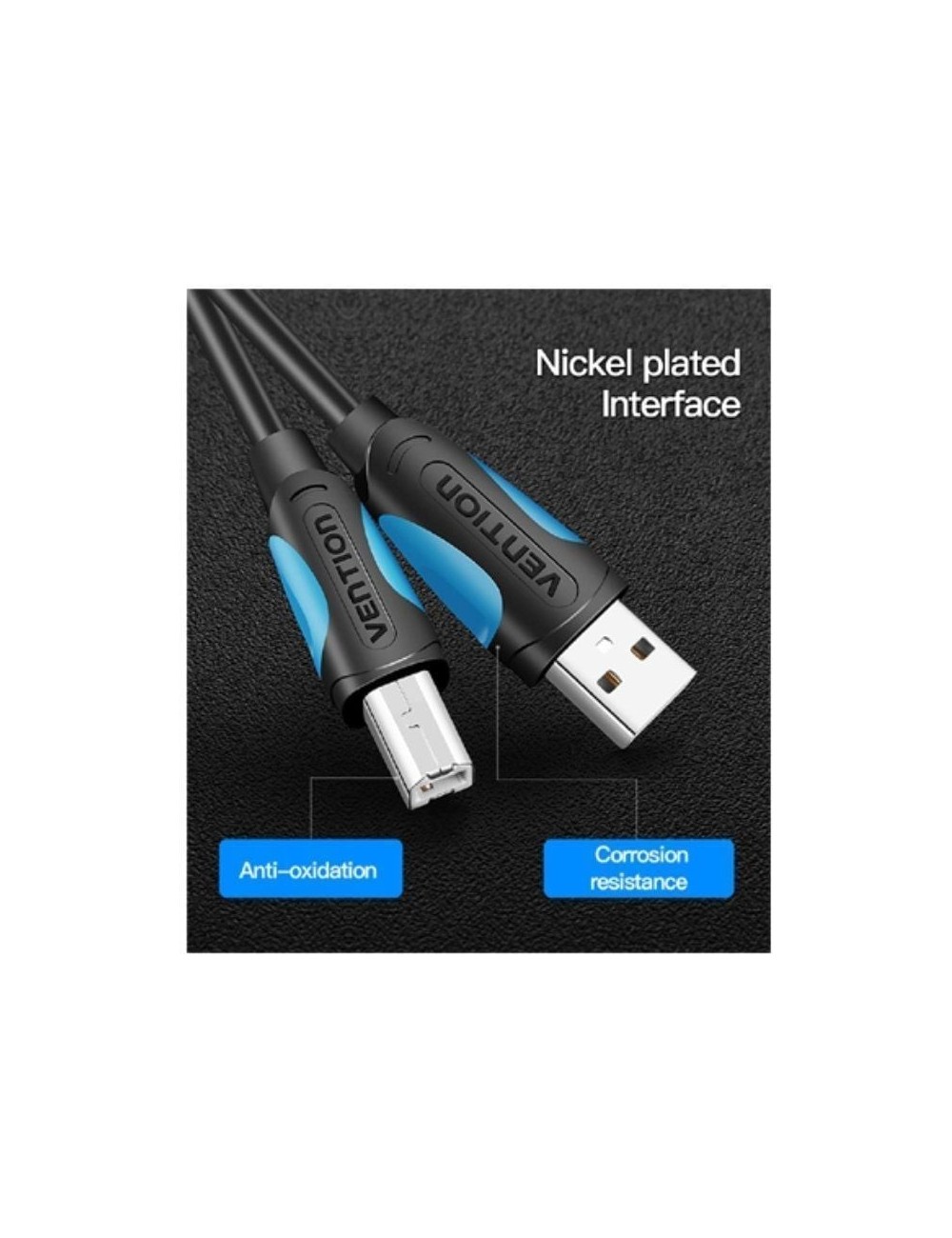 Cable USB 2.0 Impresora Vention VAS-A16-B150/ USB Tipo-B Macho - USB Macho/ 480Mbps/ 1.5m/ Negro