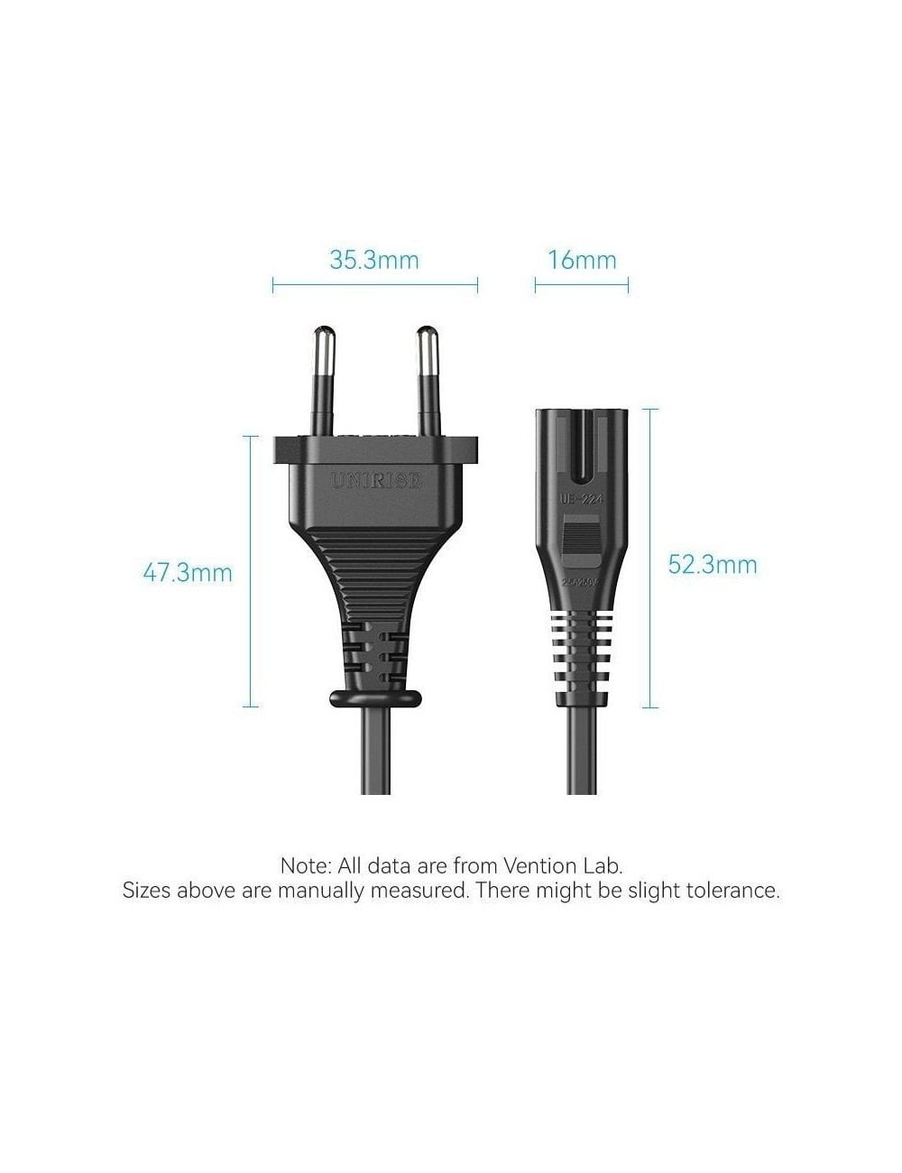 Cable Alimentación Forma 8 Vention ZCLBAC/ CEE7/16 Macho - C7 Hembra/ 1.8m
