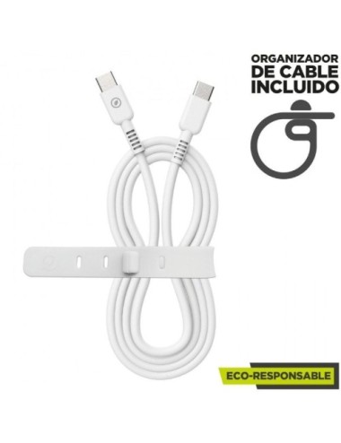 Cable USB 2.0 Tipo-C Muvit For Change MCUSC0008/ USB Tipo-C Macho - USB Tipo-C/ Hasta 60W/ 480Mbps/ 1.2m/ Blanco