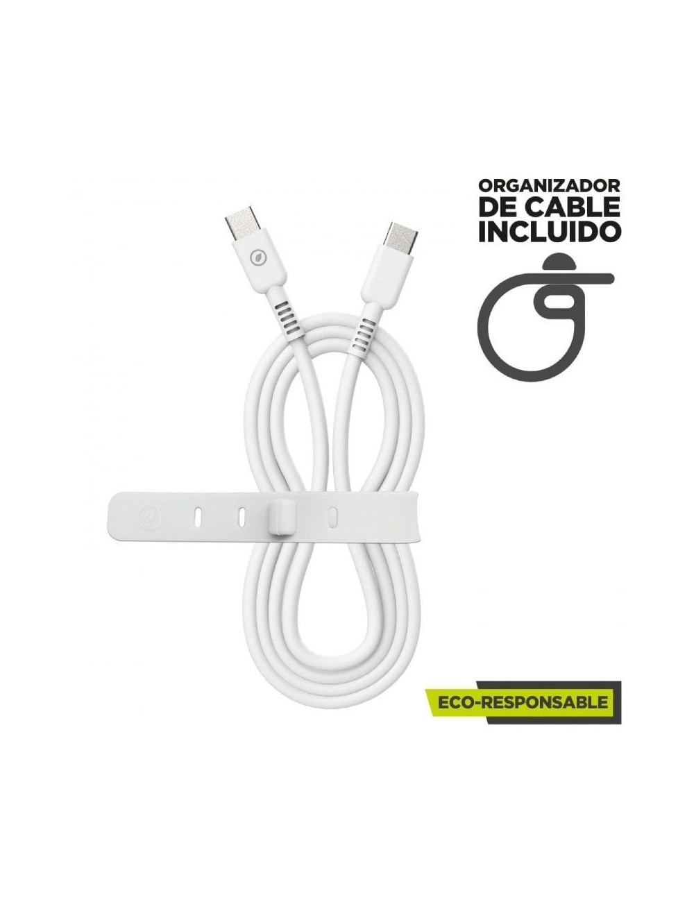 Cable USB 2.0 Tipo-C Muvit For Change MCUSC0008/ USB Tipo-C Macho - USB Tipo-C/ Hasta 60W/ 480Mbps/ 1.2m/ Blanco