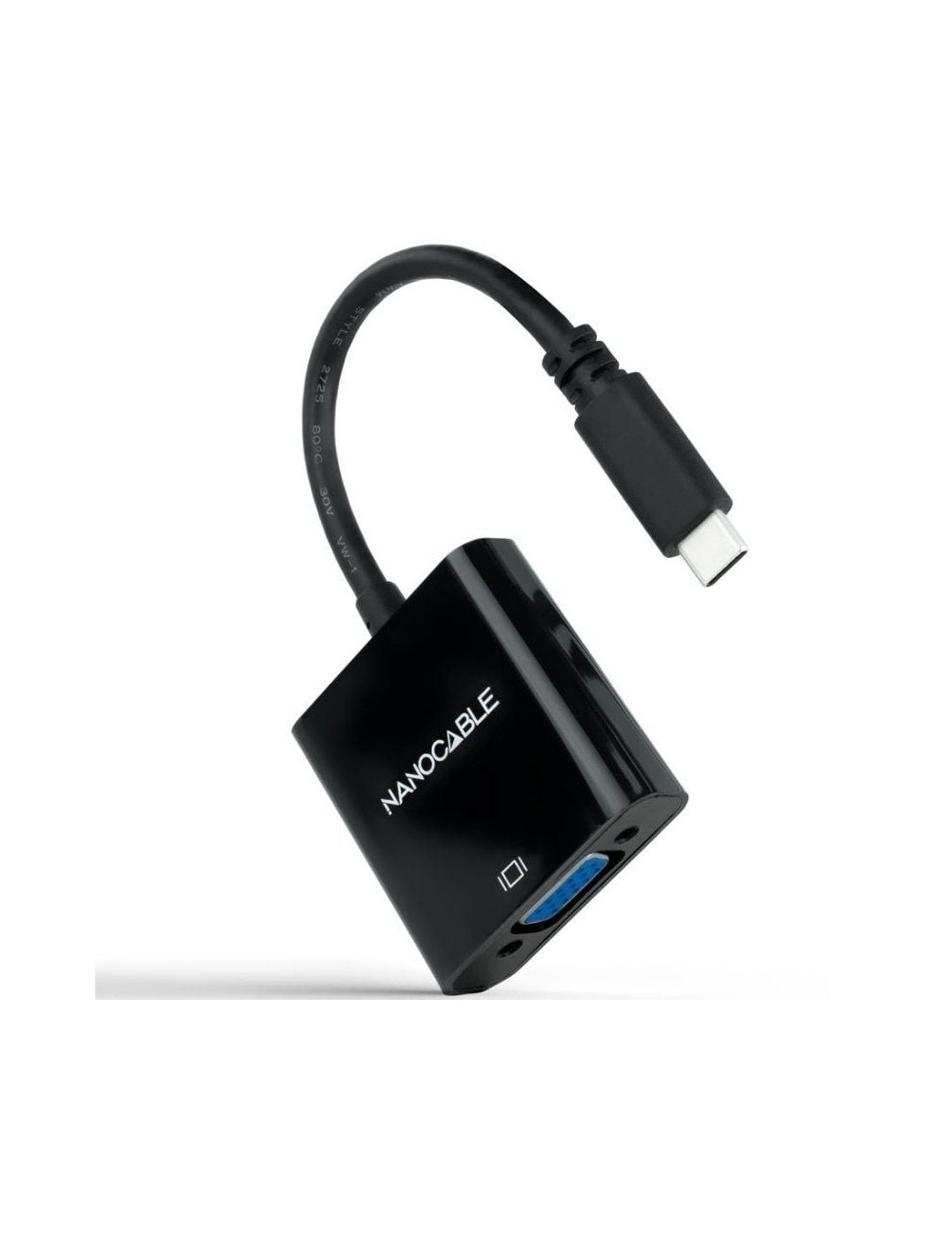 Cable Conversor Nanocable 10.16.4101-BK/ USB Tipo-C Macho - VGA Hembra/ 10cm/ Negro