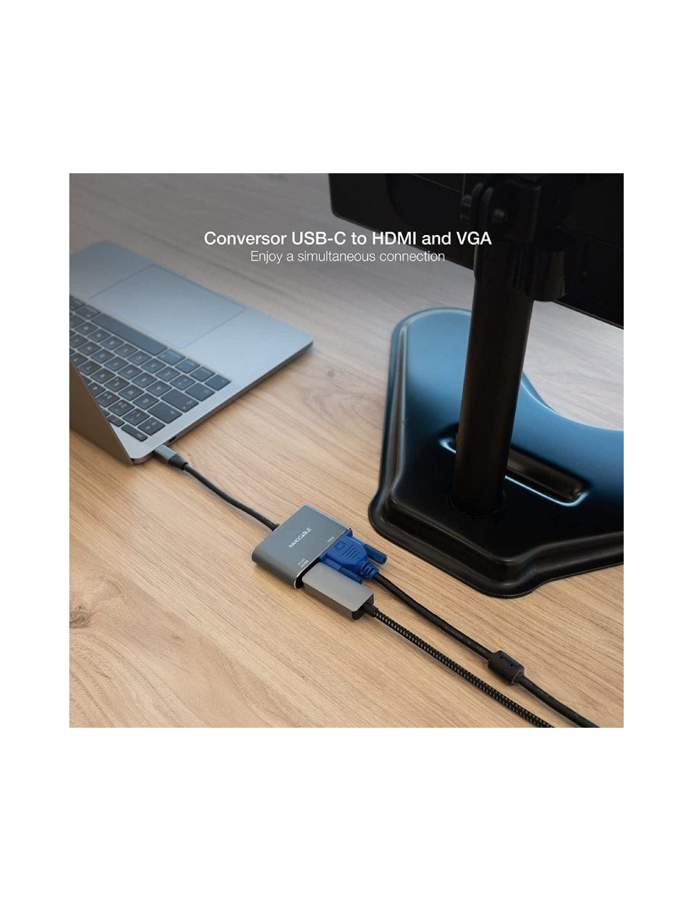 Conversor Nanocable 10.16.4303/ USB Tipo-C Macho/ HDMI Hembra - VGA Hembra/ 15cm/ Gris
