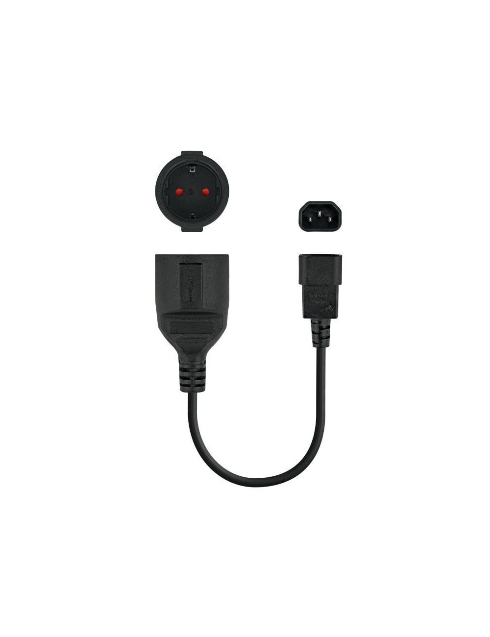 Adaptador Alimentación Nanocable 10.22.0901/ C14 Macho - CEE7 Hembra/ 25cm/ Negro