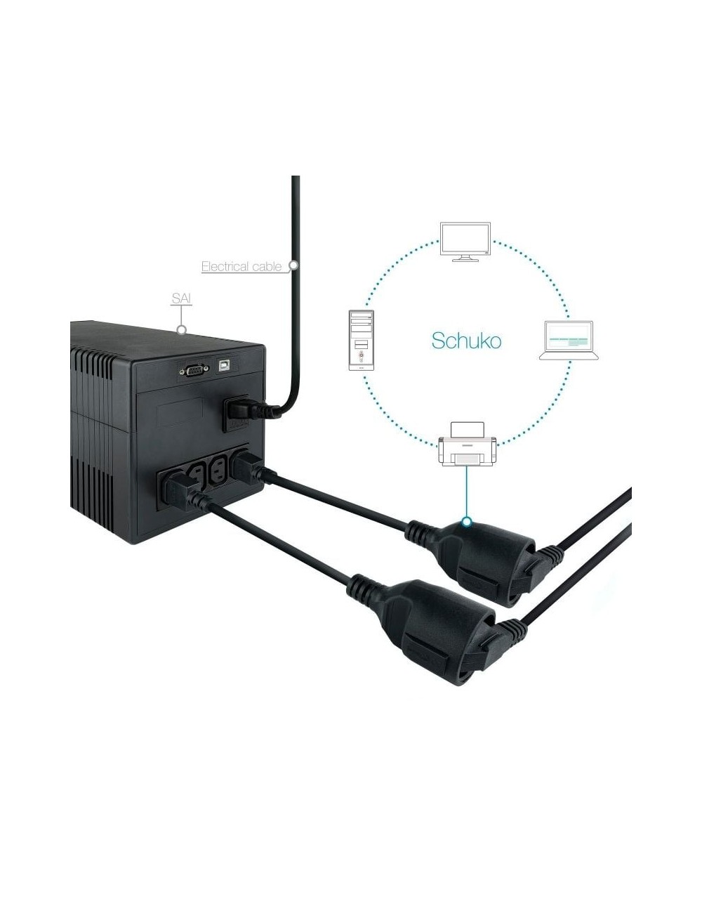 Adaptador Alimentación Nanocable 10.22.0901/ C14 Macho - CEE7 Hembra/ 25cm/ Negro