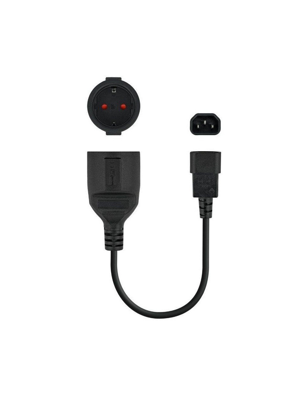 Adaptador Alimentación Nanocable 10.22.0902/ C14 Macho - CEE7 Hembra/ 50cm/ Negro
