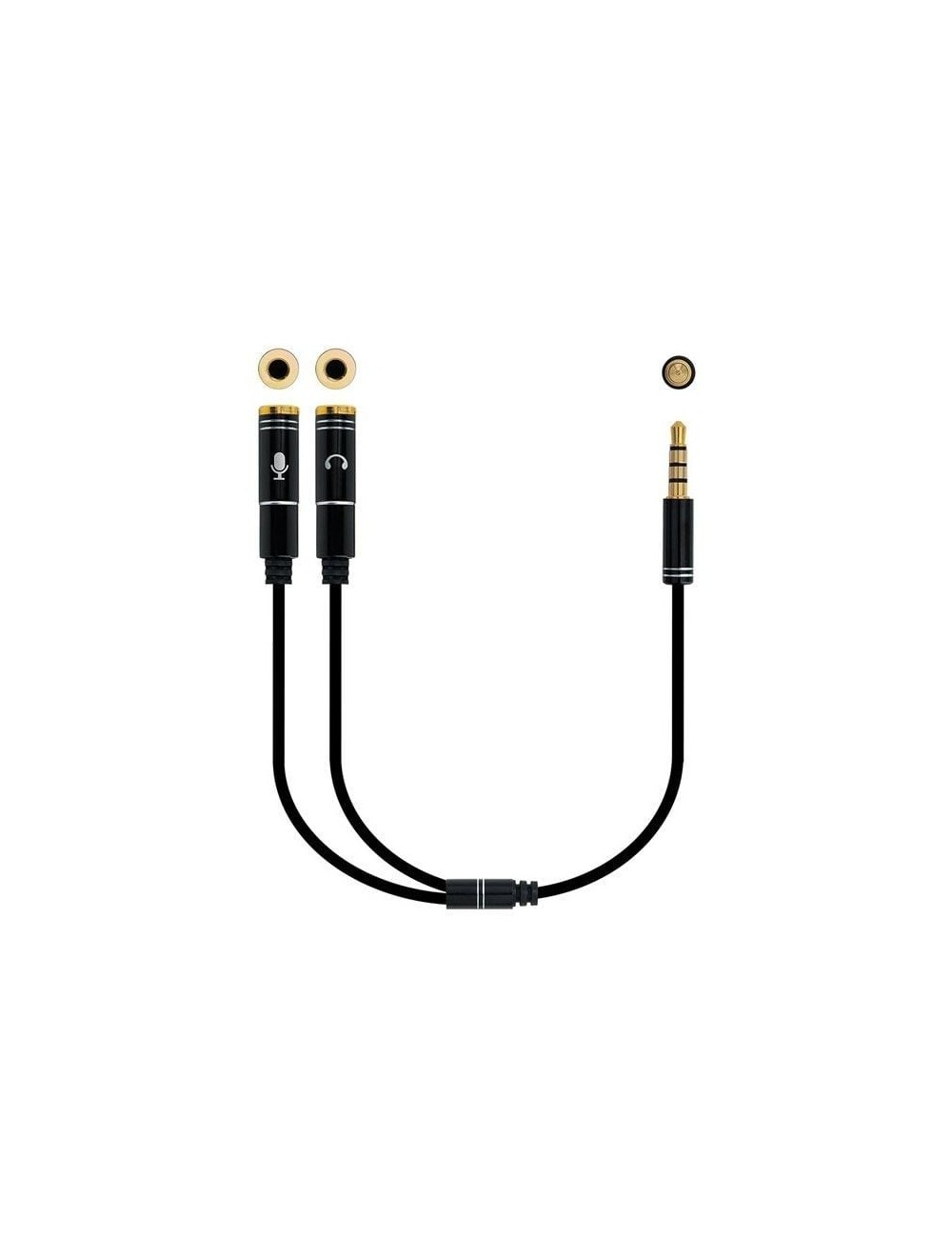Cable Estéreo Nanocable 10.24.1202/ Jack 3.5 Macho - 2x Jack 3.5 Hembra/ 30cm/ Negro