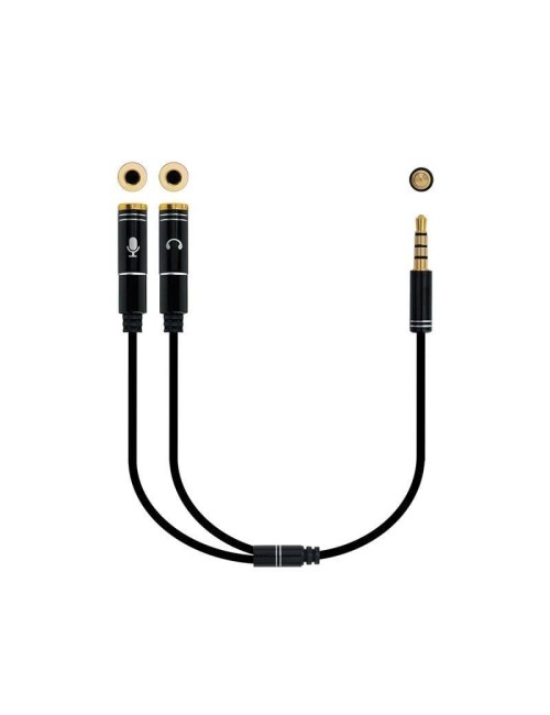 Cable Estéreo Nanocable 10.24.1202/ Jack 3.5 Macho - 2x Jack 3.5 Hembra/ 30cm/ Negro