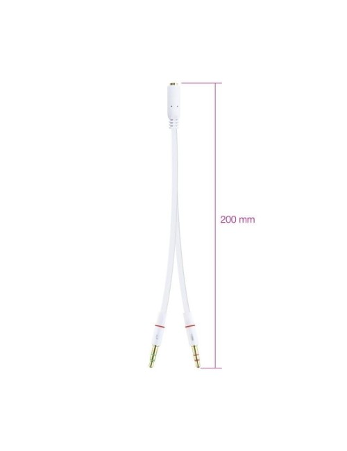 ADAPTADOR NANOCABLE JACK 3.5 FEMELLA A JACK 3.5 2 MASCLE 20CM BLANC ( 10.24.1203 )
