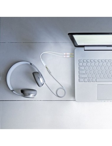 ADAPTADOR NANOCABLE JACK 3.5 FEMELLA A JACK 3.5 2 MASCLE 20CM BLANC ( 10.24.1203 )