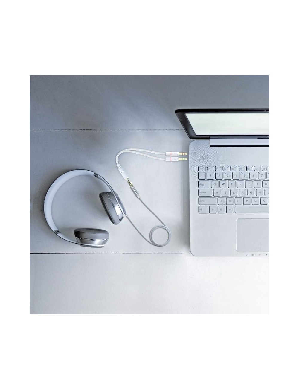 ADAPTADOR NANOCABLE JACK 3.5 FEMELLA A JACK 3.5 2 MASCLE 20CM BLANC ( 10.24.1203 )