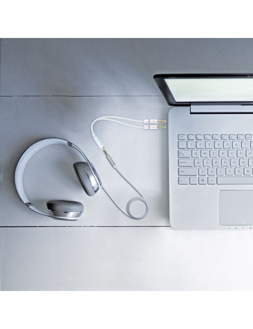 ADAPTADOR NANOCABLE JACK 3.5 FEMELLA A JACK 3.5 2 MASCLE 20CM BLANC ( 10.24.1203 )