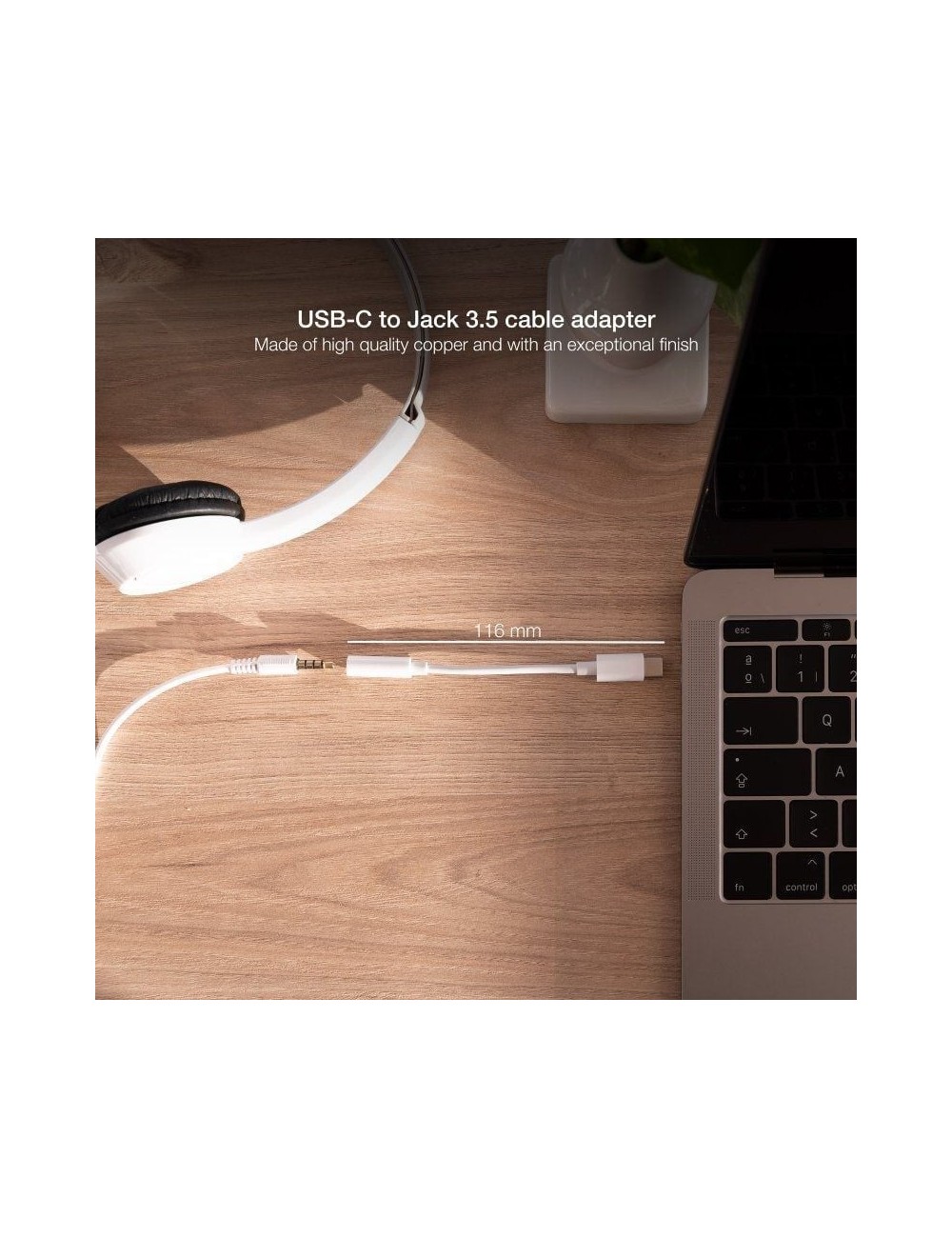 Conversor USB Tipo-C Nanocable 10.24.1205-W/ USB Tipo-C Macho - Jack 3.5 Hembra
