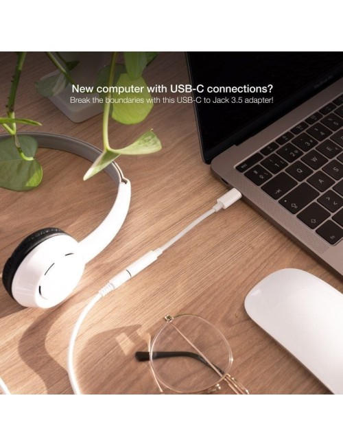 Conversor USB Tipo-C Nanocable 10.24.1205-W/ USB Tipo-C Macho - Jack 3.5 Hembra
