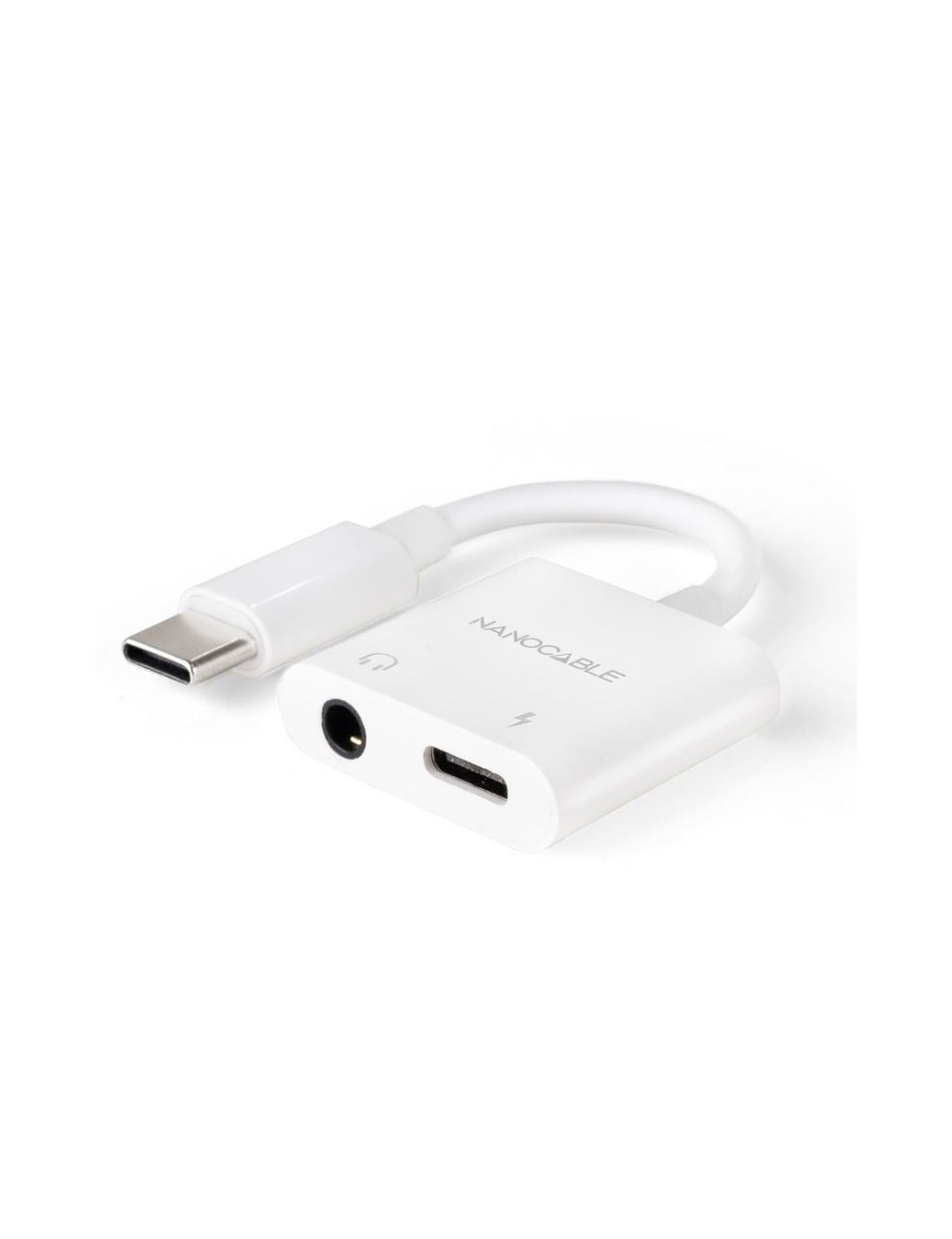 Adaptador Audio Nanocable 10.24.1206/ USB Tipo-C Macho - Jack 3.5 Hembra/ USB Tipo-C Hembra/ Blanco