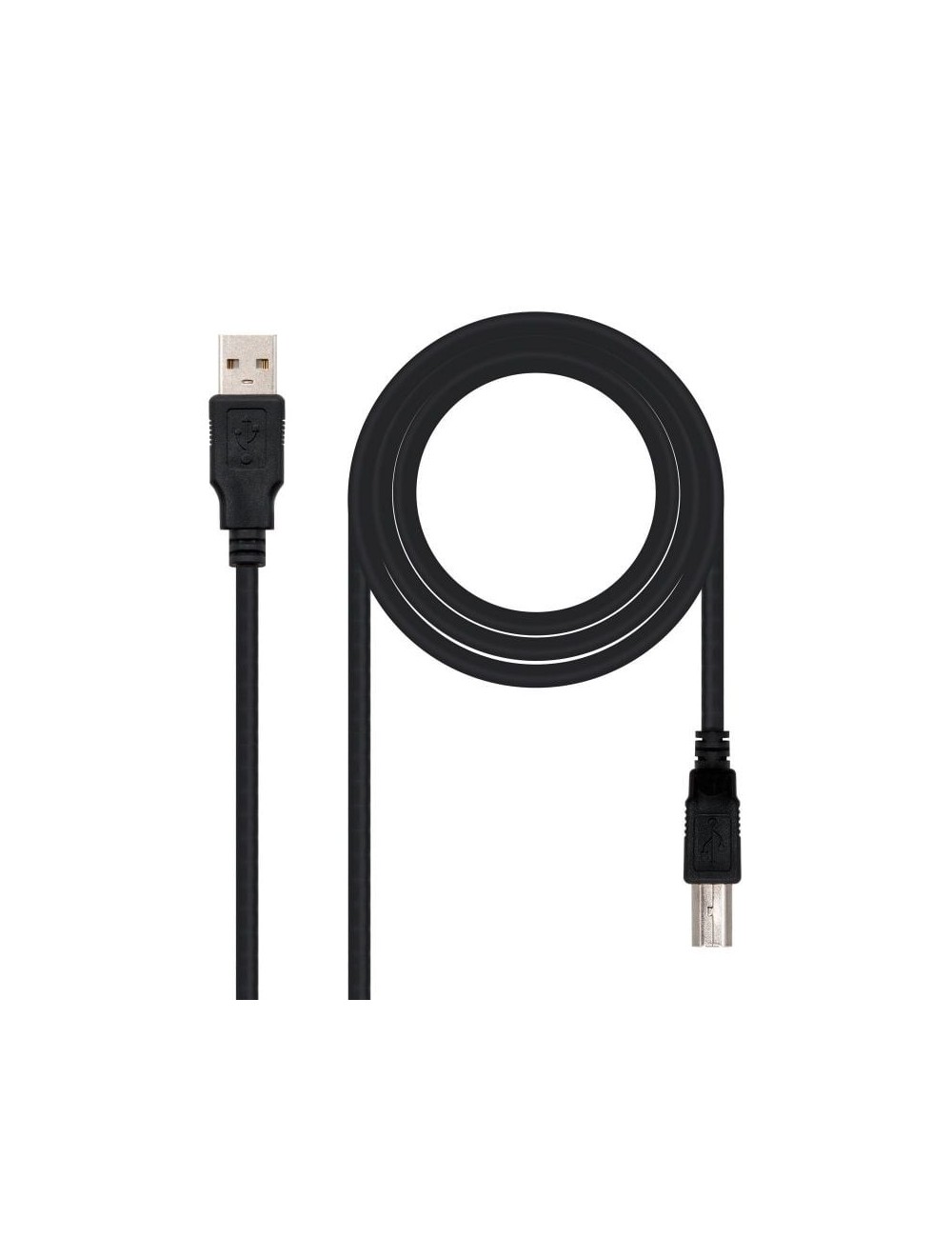 Cable USB 2.0 Impresora Nanocable 10.01.0102/ USB Tipo-B Macho - USB Macho/ 1m/ Negro