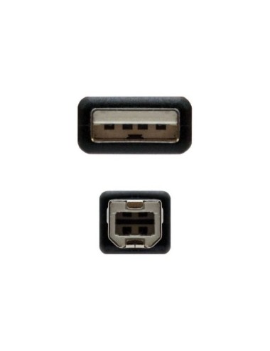 Cable USB 2.0 Impresora Nanocable 10.01.0102/ USB Tipo-B Macho - USB Macho/ 1m/ Negro
