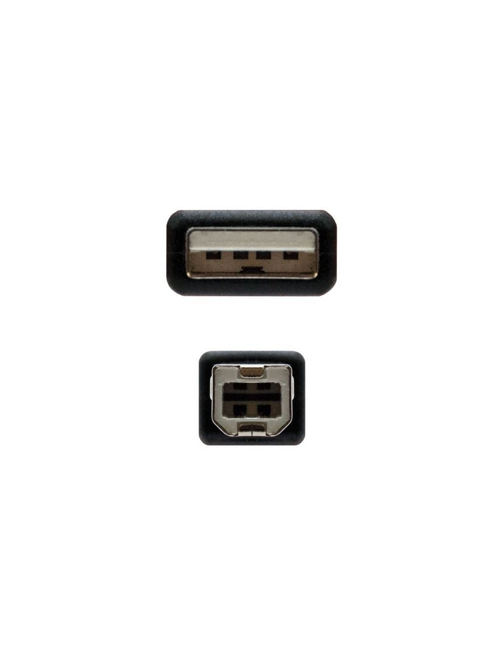 Cable USB 2.0 Impresora Nanocable 10.01.0102/ USB Tipo-B Macho - USB Macho/ 1m/ Negro