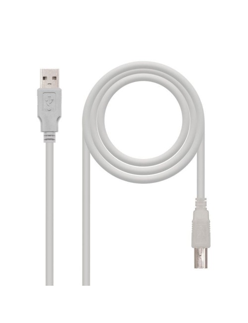 Cable USB 2.0 Impresora Nanocable 10.01.0104/ USB Tipo-B Macho - USB Macho/ 3m/ Beige
