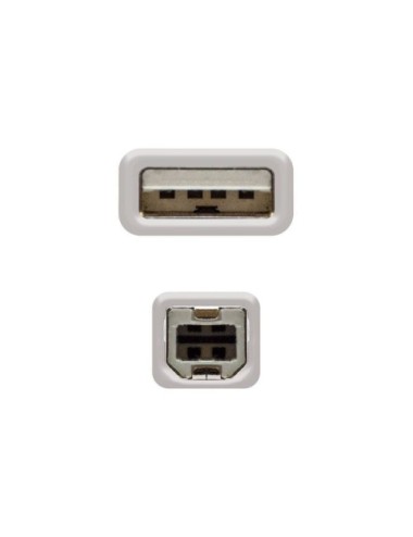 Cable USB 2.0 Impresora Nanocable 10.01.0104/ USB Tipo-B Macho - USB Macho/ 3m/ Beige