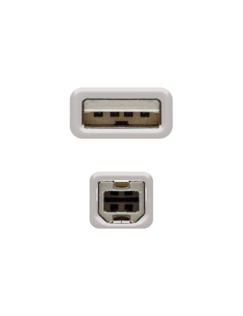 Cable USB 2.0 Impresora Nanocable 10.01.0104/ USB Tipo-B Macho - USB Macho/ 3m/ Beige