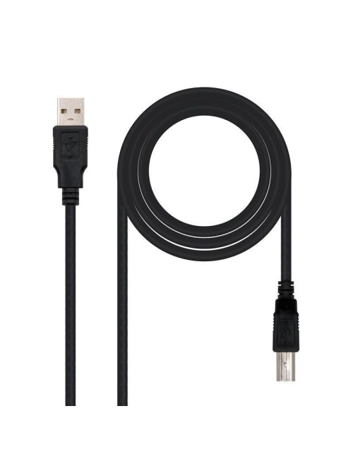 Cable USB 2.0 Impresora Nanocable 10.01.0104-BK/ USB Tipo-B Macho - USB Macho/ 3m/ Negro