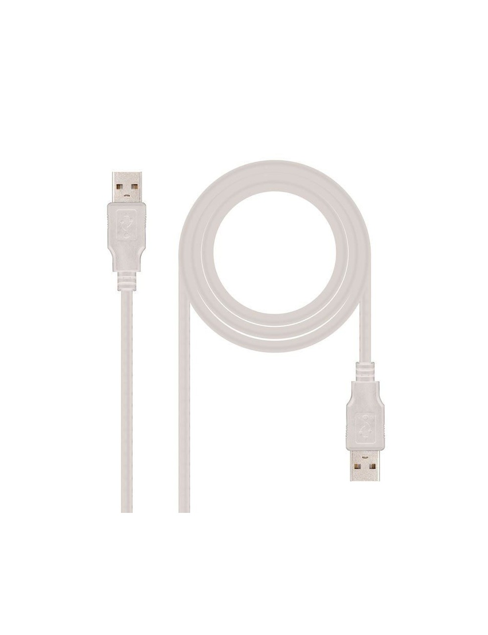 Cable USB 2.0 Nanocable 10.01.0302/ USB Macho - USB Macho/ 1m/ Beige