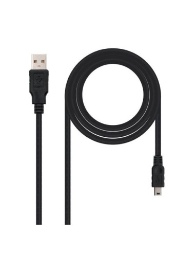 CABLE NANOCABLE USB 2.0 USB A-- MINI USB B M-M 1mt. NEGRE(10.01.0401)