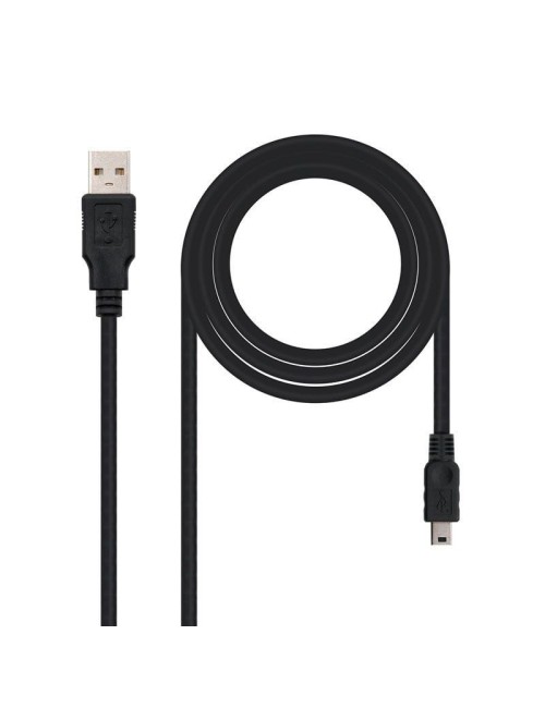 CABLE NANOCABLE USB 2.0 USB A-- MINI USB B M-M 1mt. NEGRE(10.01.0401)
