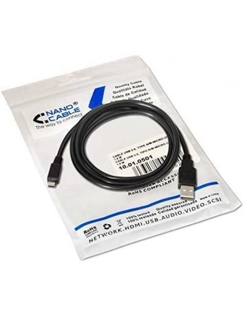 CABLE USB NANOCABLE UBS A MICRO USB 1.8MTS NEGRE ( 10.01.0501 )