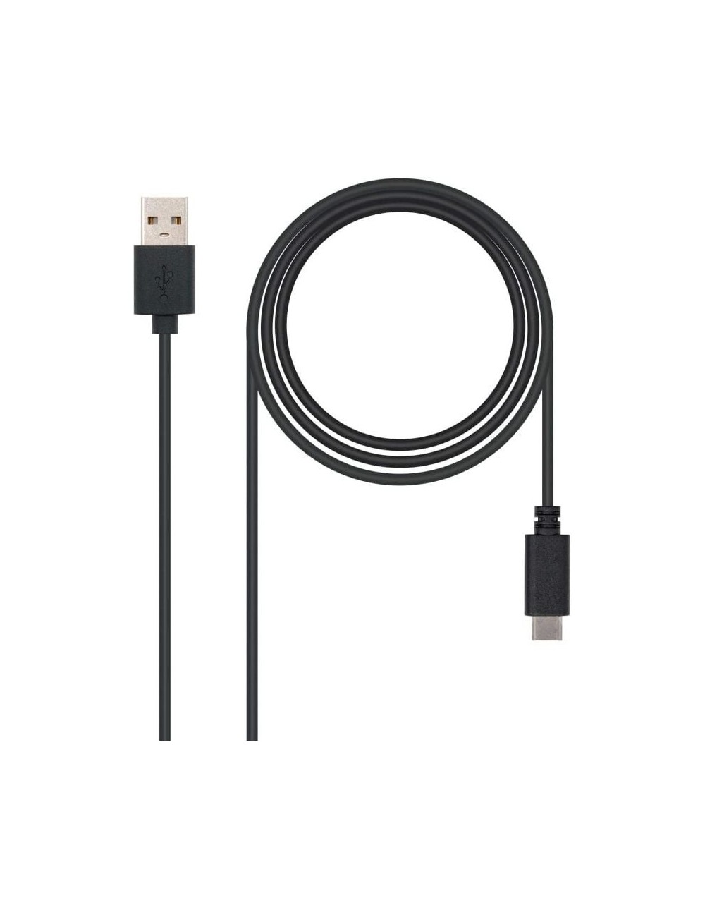 Cable USB 2.0 Tipo-C Nanocable 10.01.2100/ USB Tipo-C Macho - USB Macho/ 480Mbps/ 50cm/ Negro