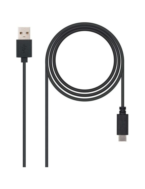 Cable USB 2.0 Tipo-C Nanocable 10.01.2100/ USB Tipo-C Macho - USB Macho/ 480Mbps/ 50cm/ Negro