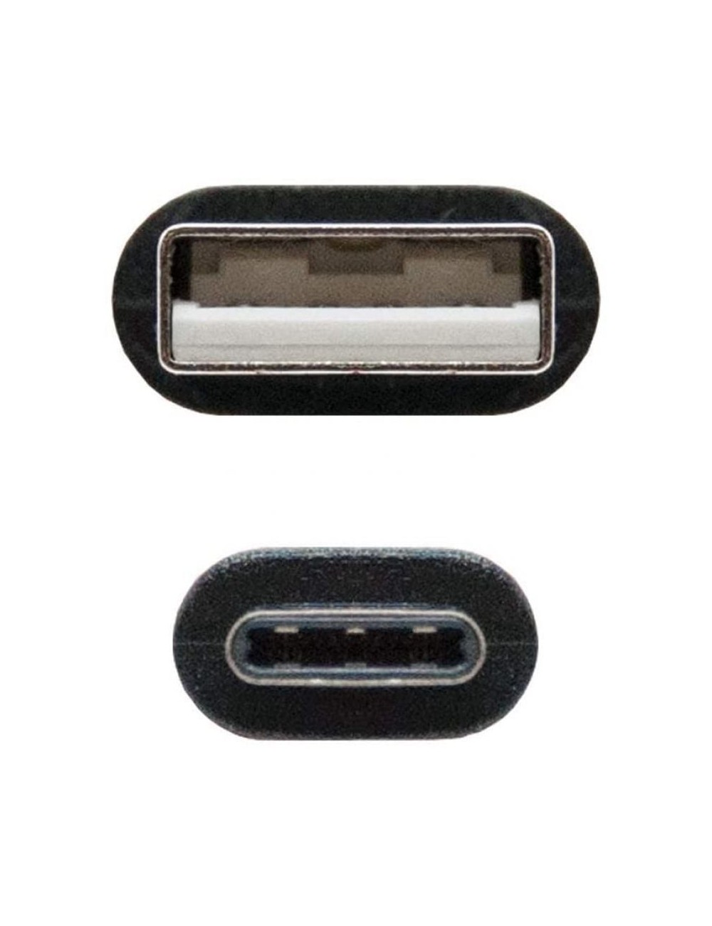 Cable USB 2.0 Tipo-C Nanocable 10.01.2100/ USB Tipo-C Macho - USB Macho/ 480Mbps/ 50cm/ Negro