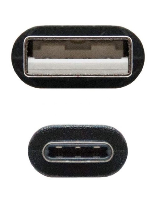 Cable USB 2.0 Tipo-C Nanocable 10.01.2100/ USB Tipo-C Macho - USB Macho/ 480Mbps/ 50cm/ Negro