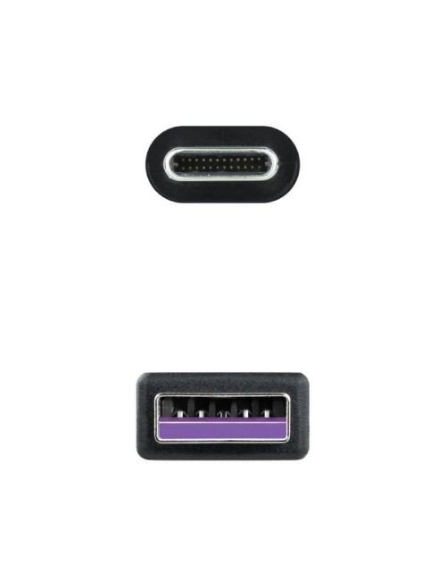Cable USB 2.0 Nanocable 10.01.2101-L150/ USB Tipo-C Macho - USB Macho/ 480Mbps/ 1.5m/ Negro