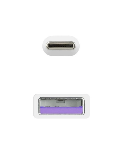 Cable USB 2.0 Nanocable 10.01.2101-W/ USB Tipo-C Macho - USB Macho/ 480Mbps/ 1m/ Blanco