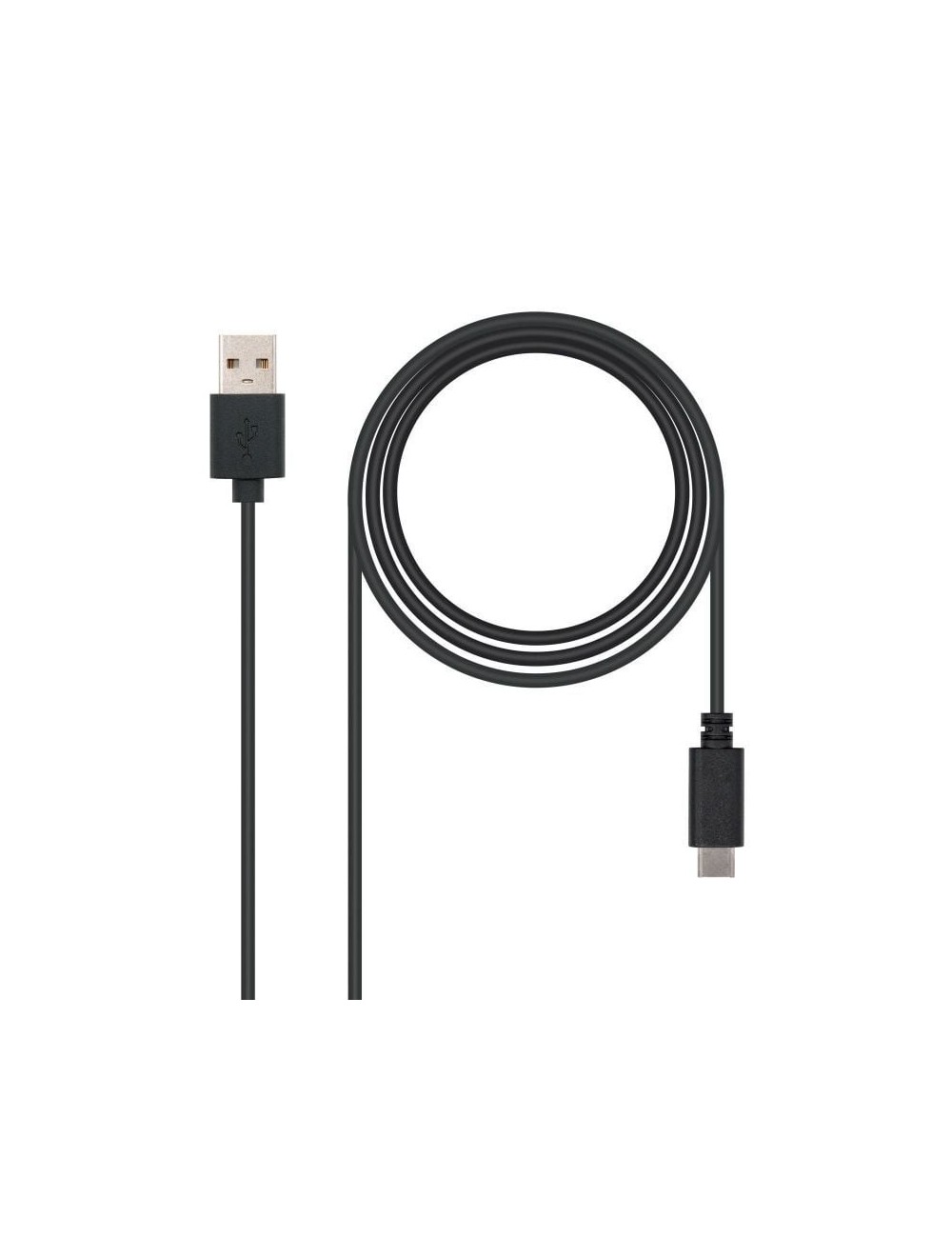 Cable USB 2.0 Nanocable 10.01.2102/ USB Tipo-C Macho - USB Macho/ 480Mbps/ 2m/ Negro