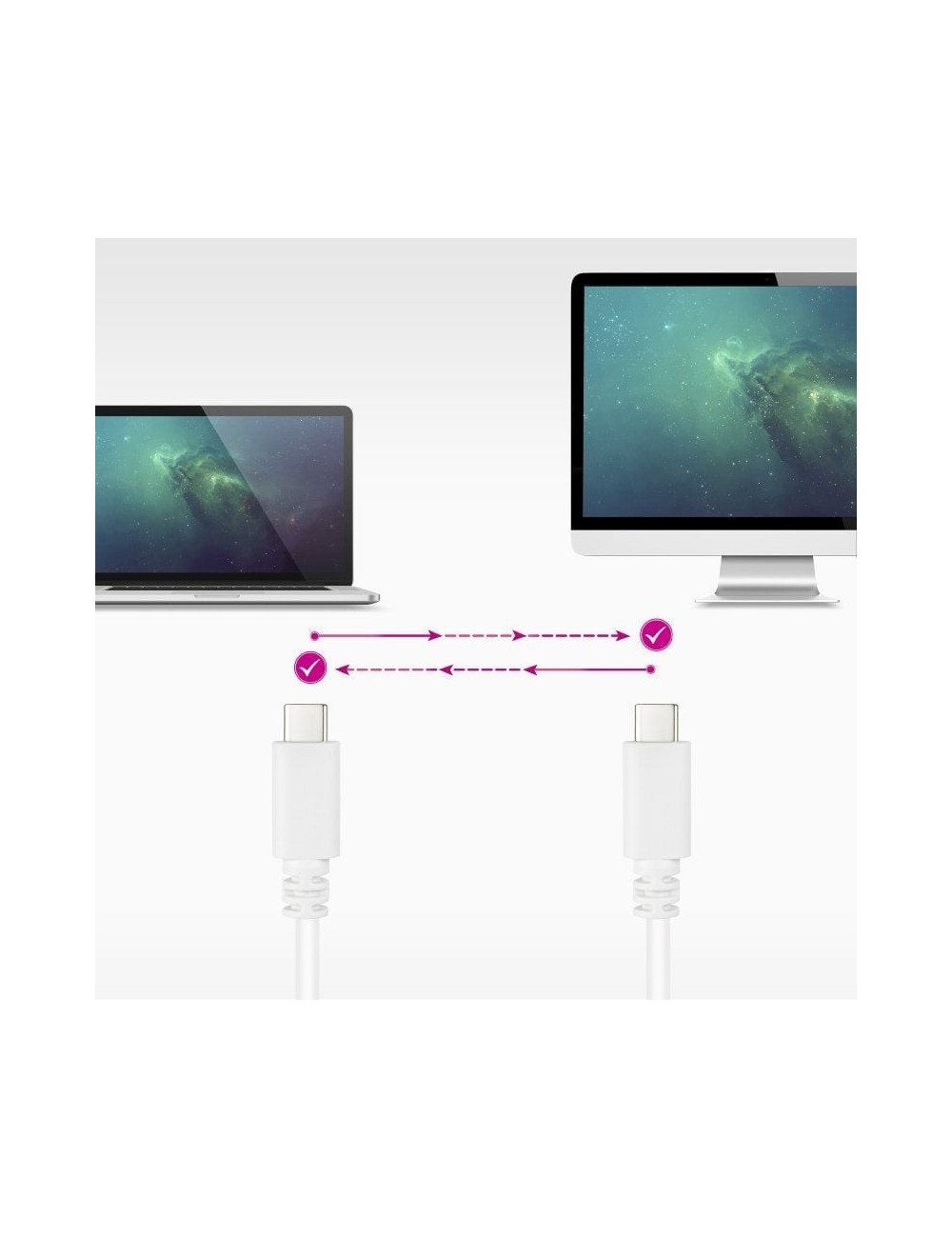 Cable USB 2.0 Tipo-C Nanocable 10.01.2301-L150-W/ USB Tipo-C Macho - USB Tipo-C Macho/ 480Mbps/ 1.5m/ Blanco
