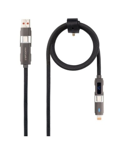 Cable USB 2.0 Tipo-C Nanocable 10.01.2501/ USB Tipo-C Macho + USB Macho - USB Tipo-C Macho + Lightning Macho/ Hasta 27W/ 480Mbps
