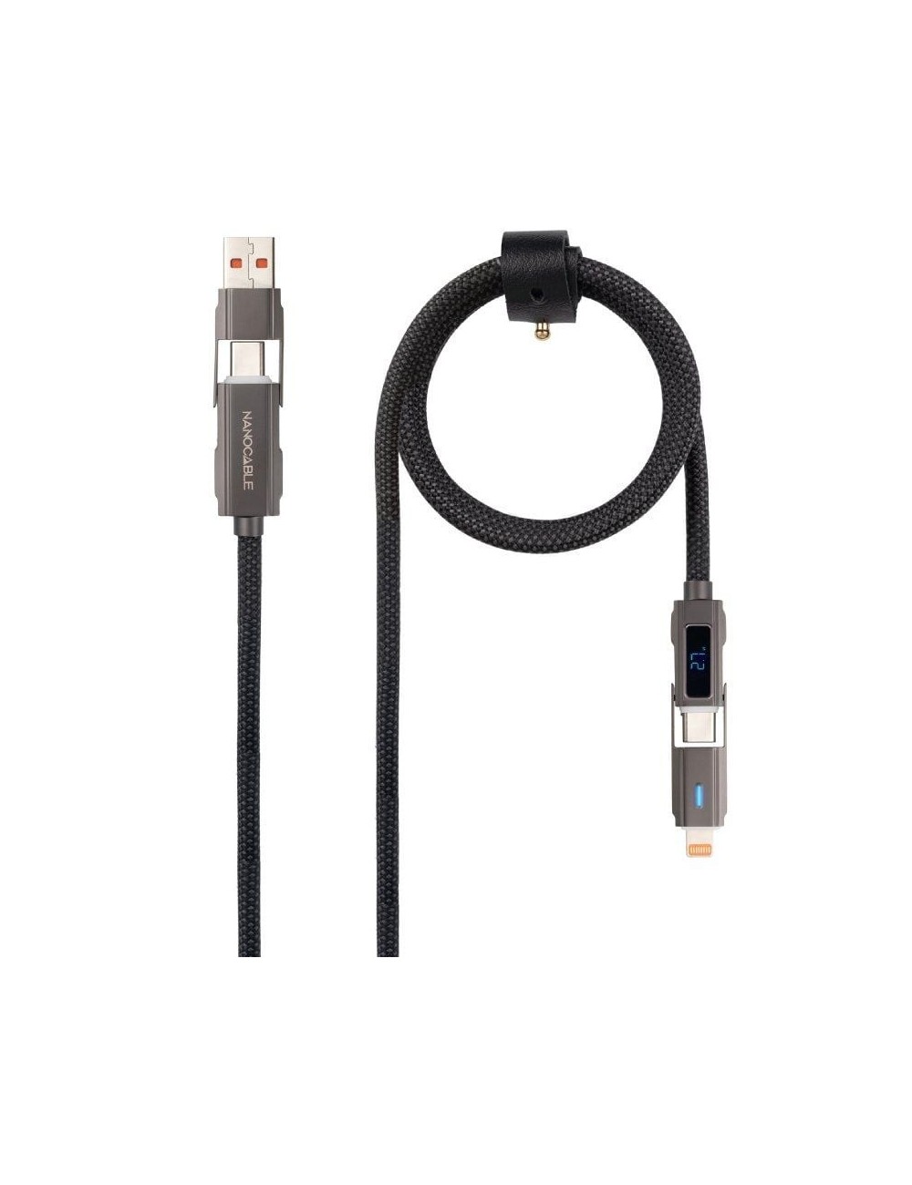 Cable USB 2.0 Tipo-C Nanocable 10.01.2501/ USB Tipo-C Macho + USB Macho - USB Tipo-C Macho + Lightning Macho/ Hasta 27W/ 480Mbps
